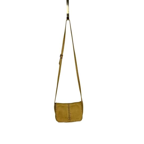 M. Sioui Supple Yellow Buckskin Leather Foldover Crossbody Bag - Picture 1 of 10
